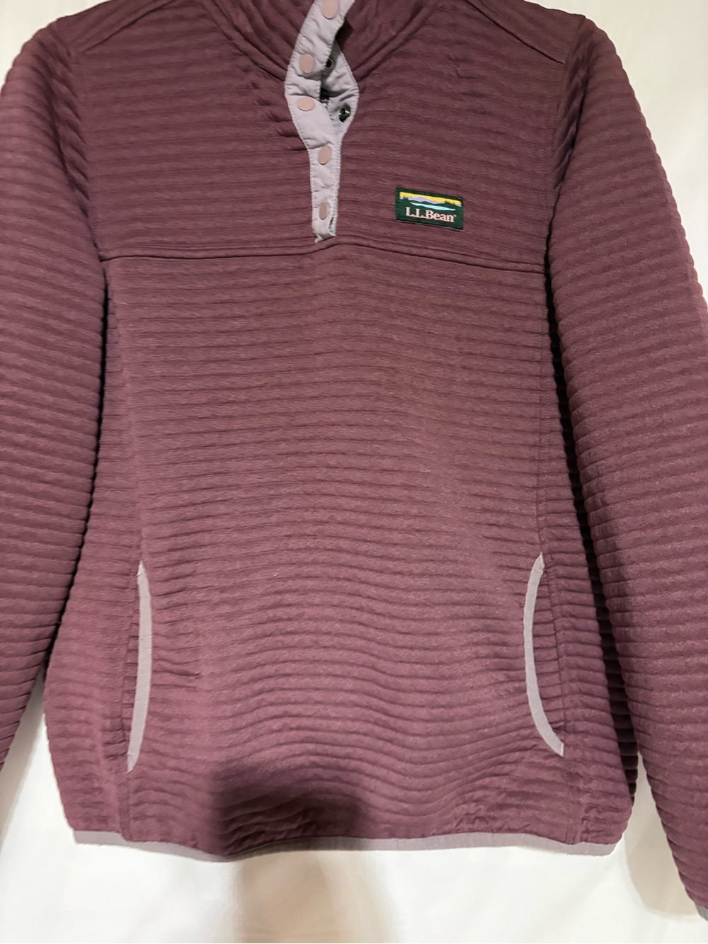 L.L. Bean Ribbed Snap-Placket Pullover in Mauve - Picture 4 of 8